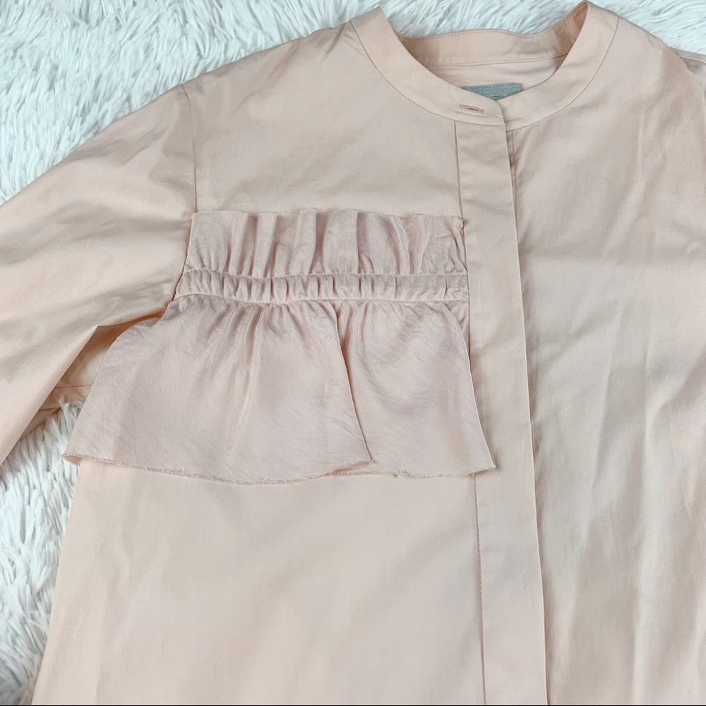 Grey Jason Wu Long Sleeve Ruffle Button Up Shirt … - image 5